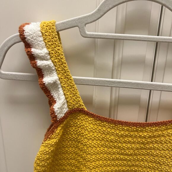 Madewell Mustard Yellow Sweater Knitted Crop Top Knitwear Sz S - Picture 2 of 4